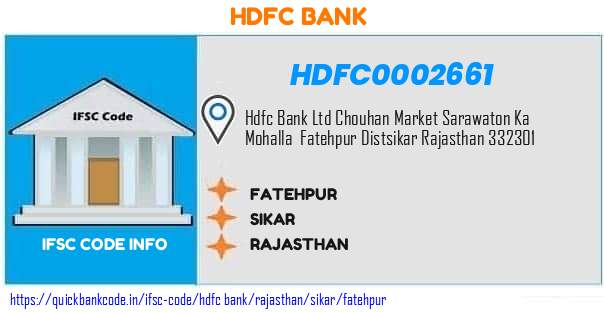 Hdfc Bank Fatehpur HDFC0002661 IFSC Code