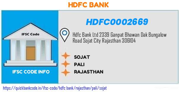 Hdfc Bank Sojat HDFC0002669 IFSC Code