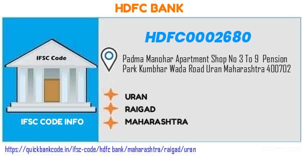 Hdfc Bank Uran HDFC0002680 IFSC Code