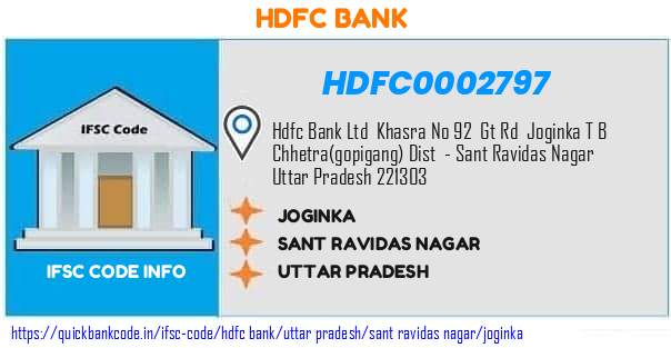Hdfc Bank Joginka HDFC0002797 IFSC Code
