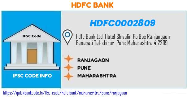 Hdfc Bank Ranjagaon HDFC0002809 IFSC Code