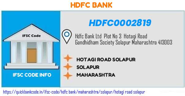 Hdfc Bank Hotagi Road Solapur HDFC0002819 IFSC Code