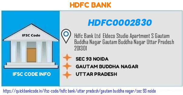 HDFC0002830 HDFC Bank. SEC NINTY THREE NOIDA