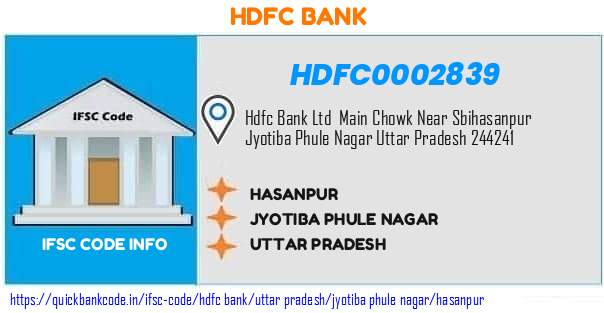 Hdfc Bank Hasanpur HDFC0002839 IFSC Code