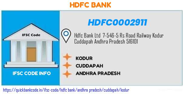 Hdfc Bank Kodur HDFC0002911 IFSC Code