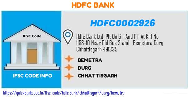 Hdfc Bank Bemetra HDFC0002926 IFSC Code