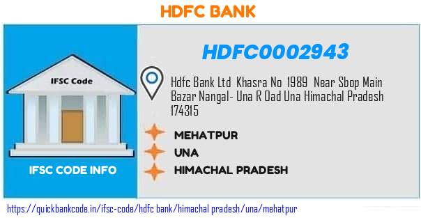 Hdfc Bank Mehatpur HDFC0002943 IFSC Code