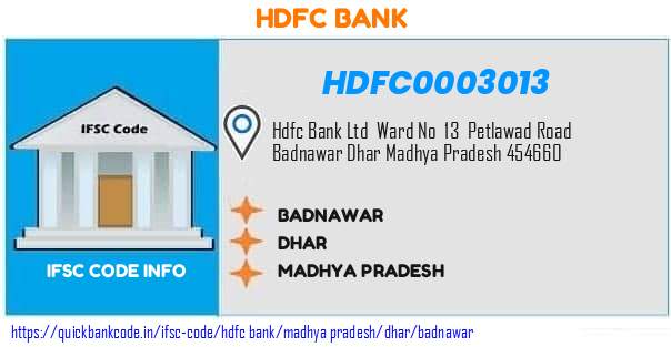 Hdfc Bank Badnawar HDFC0003013 IFSC Code