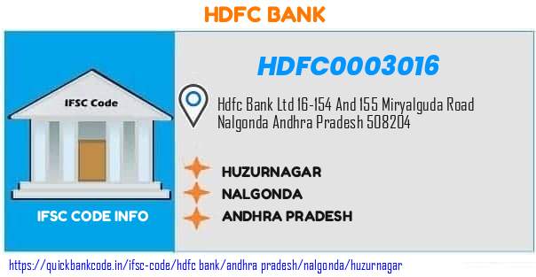 Hdfc Bank Huzurnagar HDFC0003016 IFSC Code