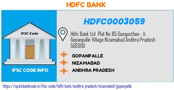 Hdfc Bank Gopanpalle HDFC0003059 IFSC Code