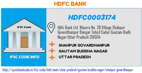 Hdfc Bank Shahpur Govardhanpur HDFC0003174 IFSC Code