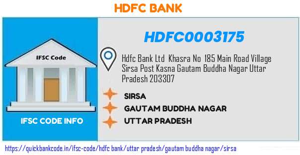 HDFC0003175 HDFC Bank. SIRSA