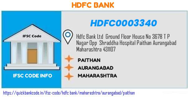 Hdfc Bank Paithan HDFC0003340 IFSC Code