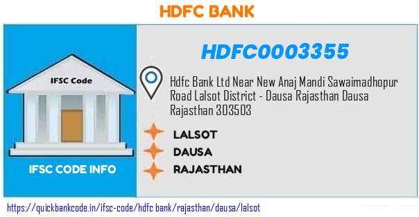 Hdfc Bank Lalsot HDFC0003355 IFSC Code