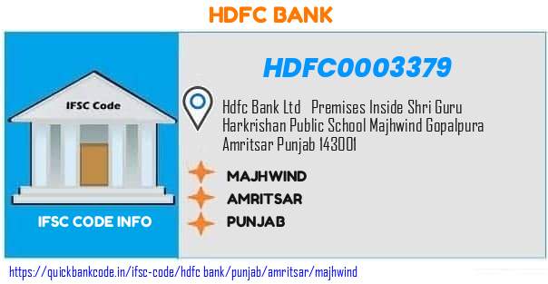 Hdfc Bank Majhwind HDFC0003379 IFSC Code