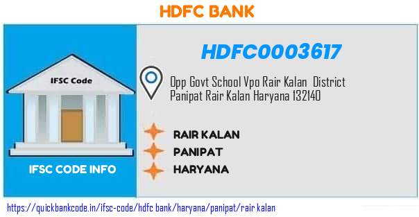 Hdfc Bank Rair Kalan HDFC0003617 IFSC Code