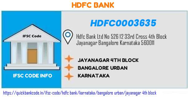 Hdfc Bank Jayanagar 4th Block HDFC0003635 IFSC Code