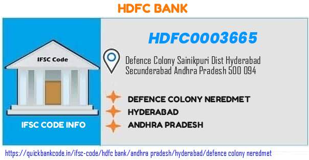 Hdfc Bank Defence Colony Neredmet HDFC0003665 IFSC Code