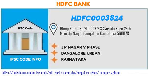 Hdfc Bank J P Nagar V Phase HDFC0003824 IFSC Code