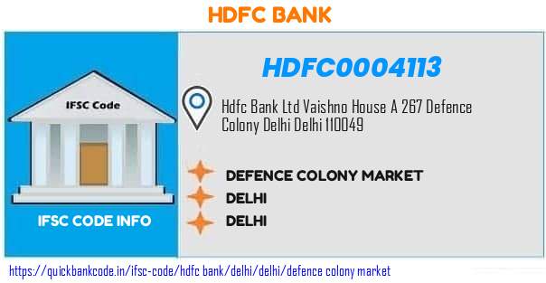 Hdfc Bank Defence Colony Market HDFC0004113 IFSC Code