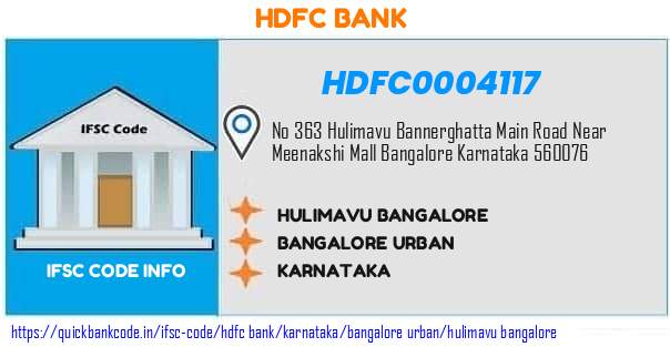 Hdfc Bank Hulimavu Bangalore HDFC0004117 IFSC Code