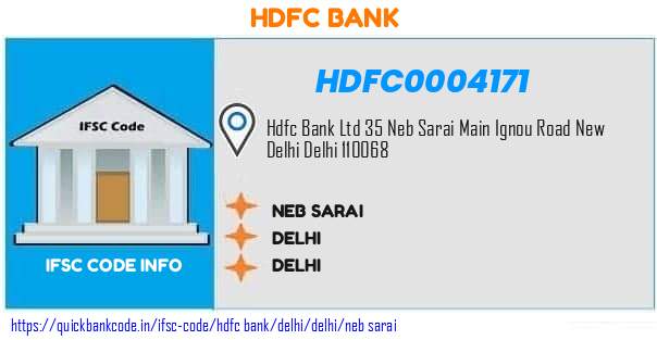 Hdfc Bank Neb Sarai HDFC0004171 IFSC Code