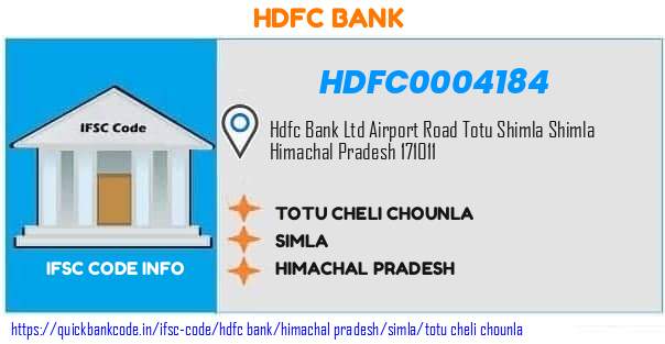 Hdfc Bank Totu Cheli Chounla HDFC0004184 IFSC Code