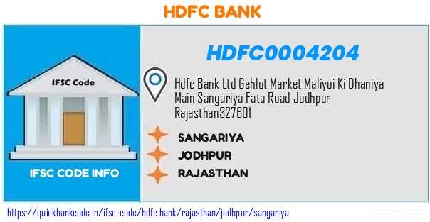 Hdfc Bank Sangariya HDFC0004204 IFSC Code