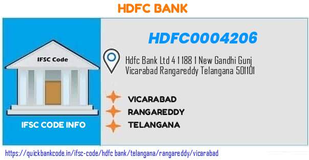 Hdfc Bank Vicarabad HDFC0004206 IFSC Code