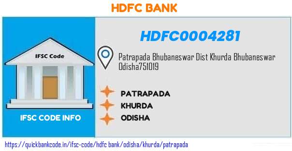 Hdfc Bank Patrapada HDFC0004281 IFSC Code