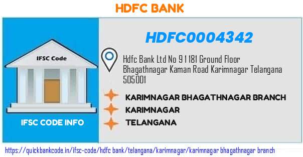 Hdfc Bank Karimnagar Bhagathnagar Branch HDFC0004342 IFSC Code