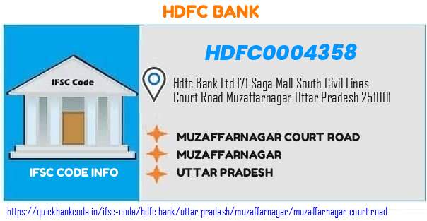 Hdfc Bank Muzaffarnagar Court Road HDFC0004358 IFSC Code