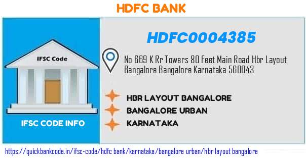 Hdfc Bank Hbr Layout Bangalore HDFC0004385 IFSC Code