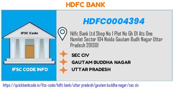 Hdfc Bank Sec Civ HDFC0004394 IFSC Code
