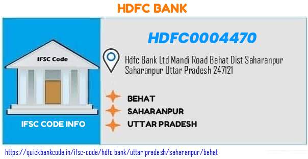Hdfc Bank Behat HDFC0004470 IFSC Code