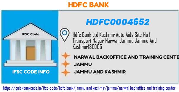 HDFC0004652 HDFC Bank. NARWAL BACKOFFICE AND TRAINING CENTER