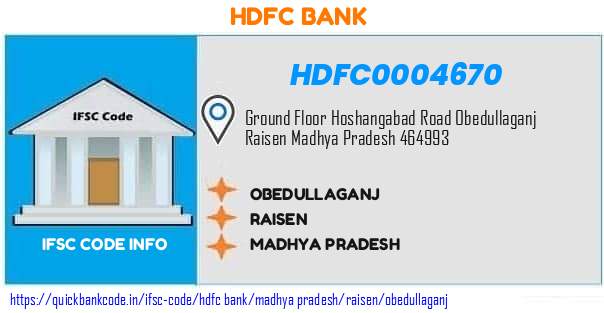 Hdfc Bank Obedullaganj HDFC0004670 IFSC Code