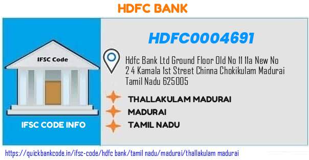 Hdfc Bank Thallakulam Madurai HDFC0004691 IFSC Code