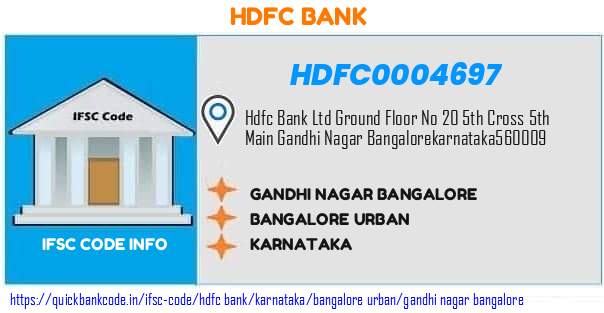 Hdfc Bank Gandhi Nagar Bangalore HDFC0004697 IFSC Code