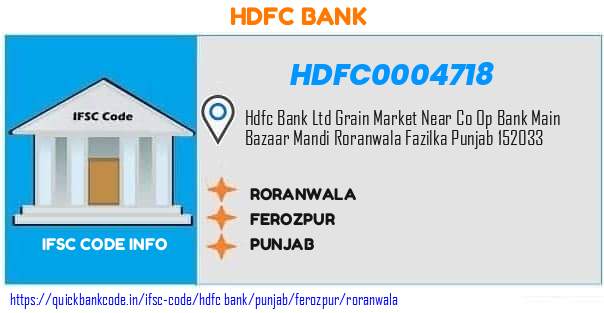 Hdfc Bank Roranwala HDFC0004718 IFSC Code