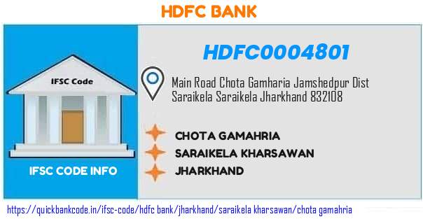 Hdfc Bank Chota Gamahria HDFC0004801 IFSC Code
