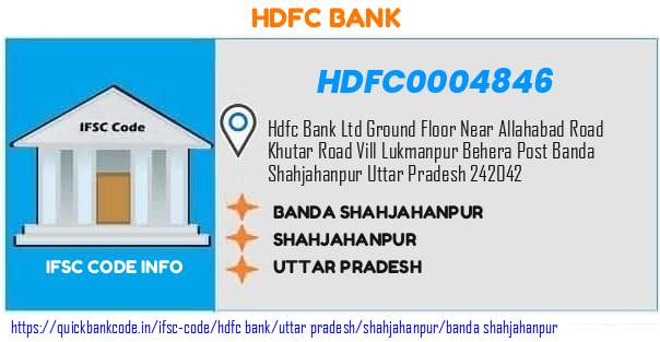 Hdfc Bank Banda Shahjahanpur HDFC0004846 IFSC Code