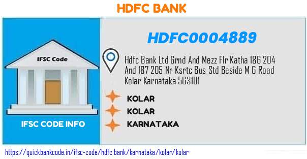 Hdfc Bank Kolar HDFC0004889 IFSC Code