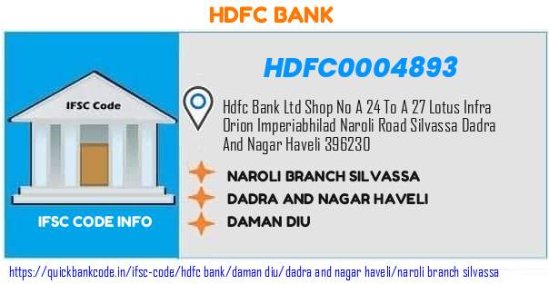 Hdfc Bank Naroli Branch Silvassa HDFC0004893 IFSC Code