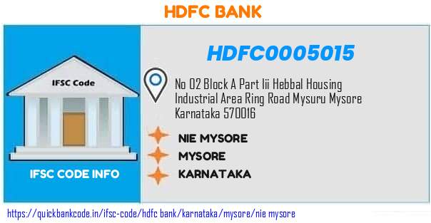 Hdfc Bank Nie Mysore HDFC0005015 IFSC Code