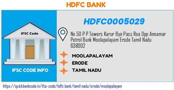 Hdfc Bank Moolapalayam HDFC0005029 IFSC Code