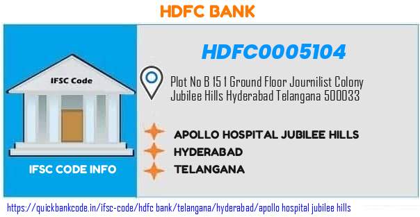 Hdfc Bank Apollo Hospital Jubilee Hills HDFC0005104 IFSC Code