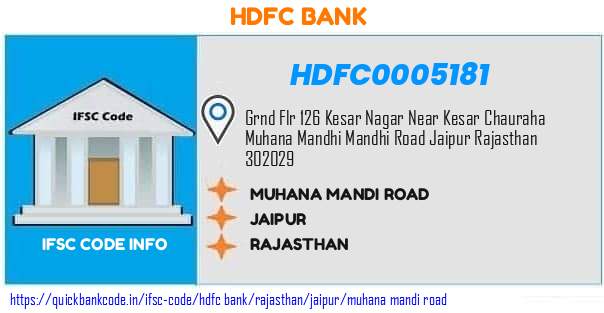 Hdfc Bank Muhana Mandi Road HDFC0005181 IFSC Code