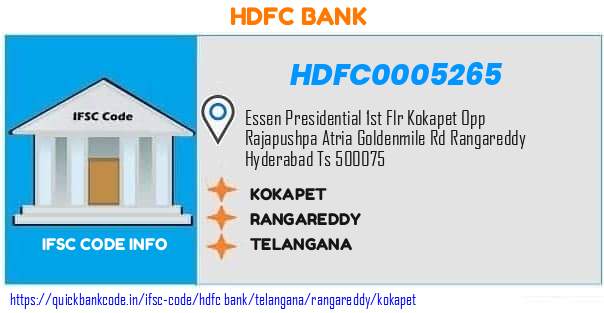 Hdfc Bank Kokapet HDFC0005265 IFSC Code