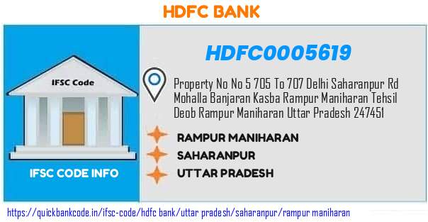 Hdfc Bank Rampur Maniharan HDFC0005619 IFSC Code